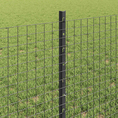 Fence with Posts Grey 0.6 x 10 m Steel