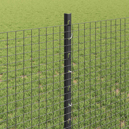 Fence with Posts Grey 0.8 x 10 m Steel