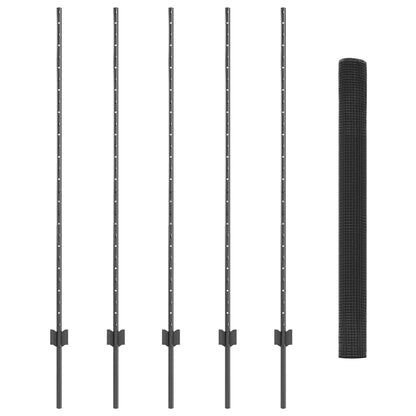 Fence with Posts Grey 1.4 x 10 m Steel