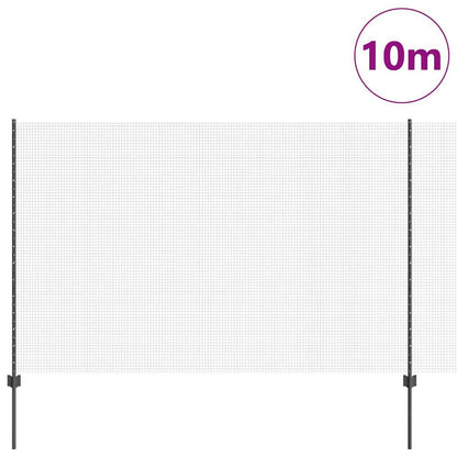 Fence with Posts Grey 1.6 x 10 m Steel