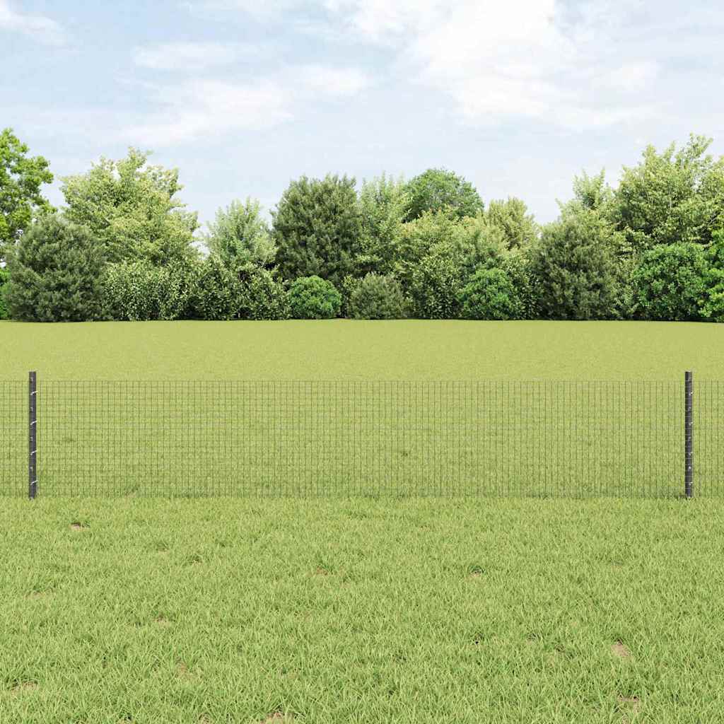 Fence with Posts Grey 0.4 x 25 m Steel
