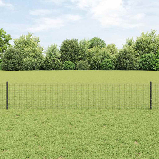 Fence with Posts Grey 0.4 x 25 m Steel