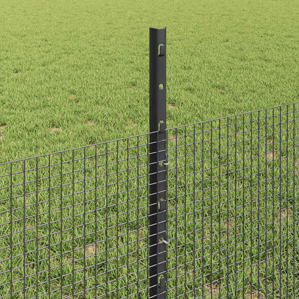 Fence with Posts Grey 0.5 x 25 m Steel