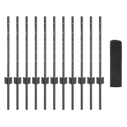 Fence with Posts Grey 0.5 x 25 m Steel