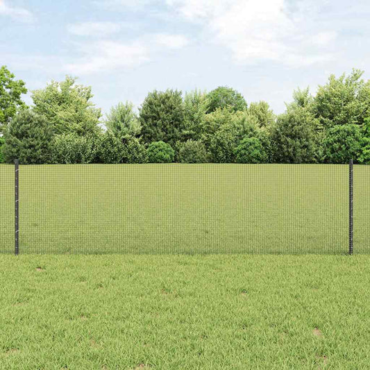 Fence with Posts Grey 0.6 x 25 m Steel