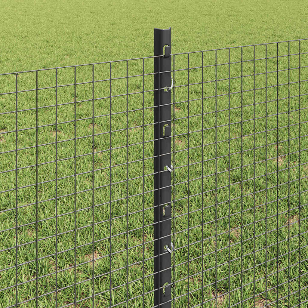 Fence with Posts Grey 0.6 x 25 m Steel