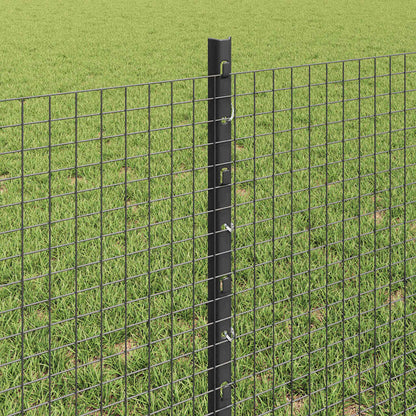 Fence with Posts Grey 0.6 x 25 m Steel