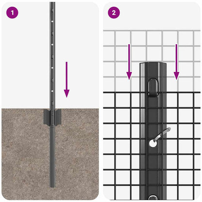 Fence with Posts Grey 0.8 x 25 m Steel