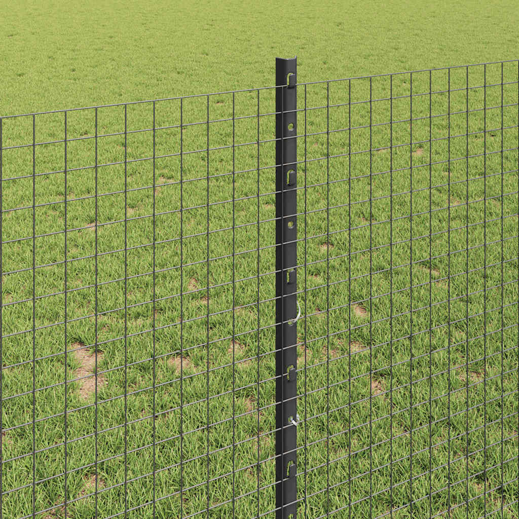 Fence with Posts Grey 1 x 25 m Steel