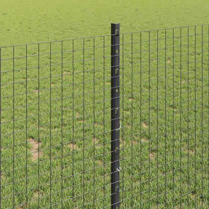 Fence with Posts Grey 1 x 25 m Steel