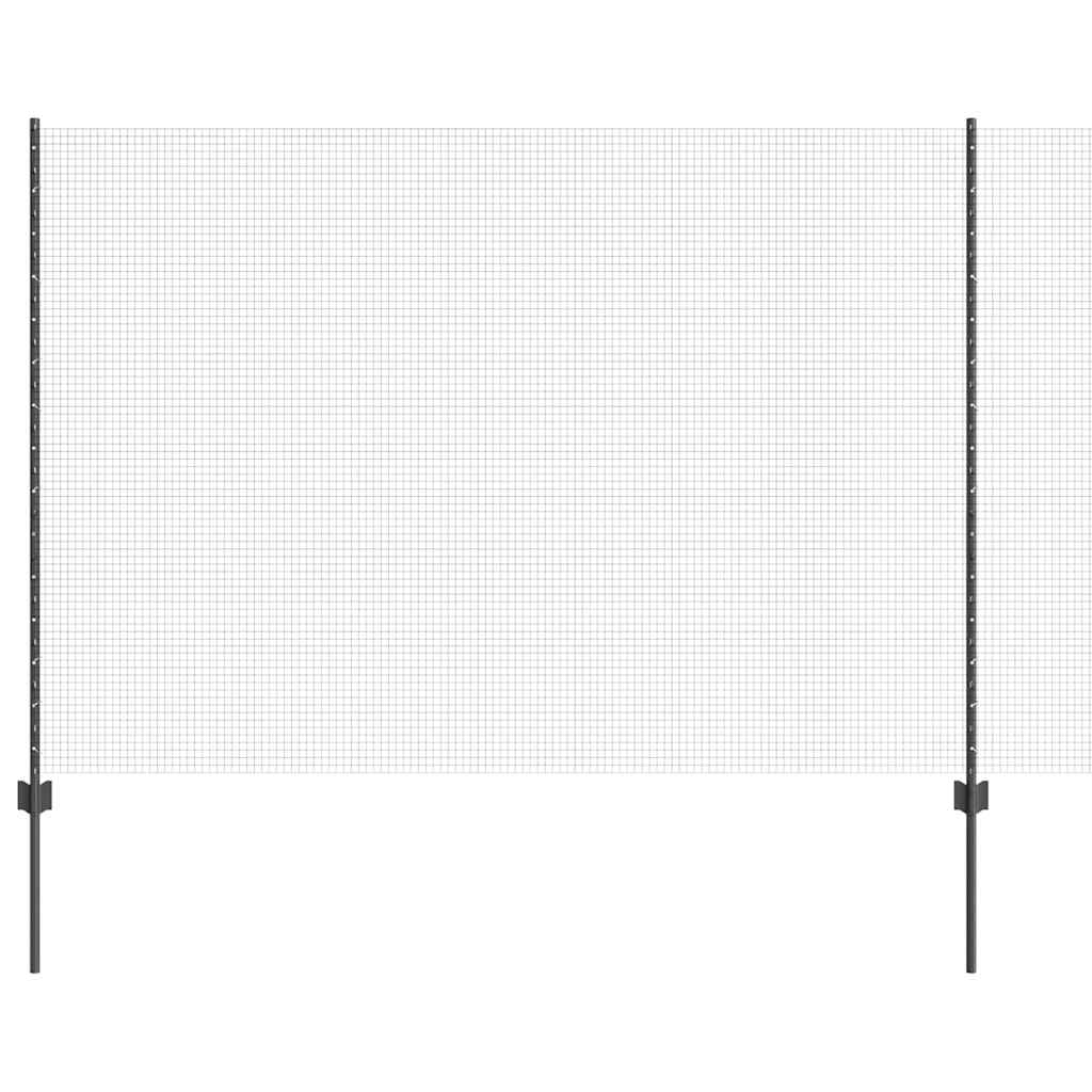 Fence with Posts Grey 1.5 x 25 m Steel