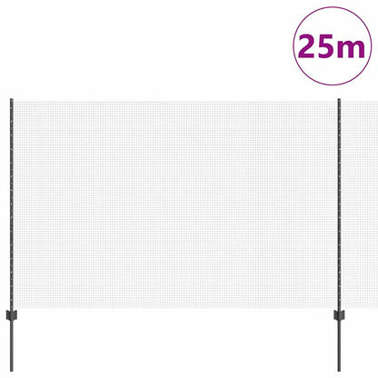 Fence with Posts Grey 1.5 x 25 m Steel