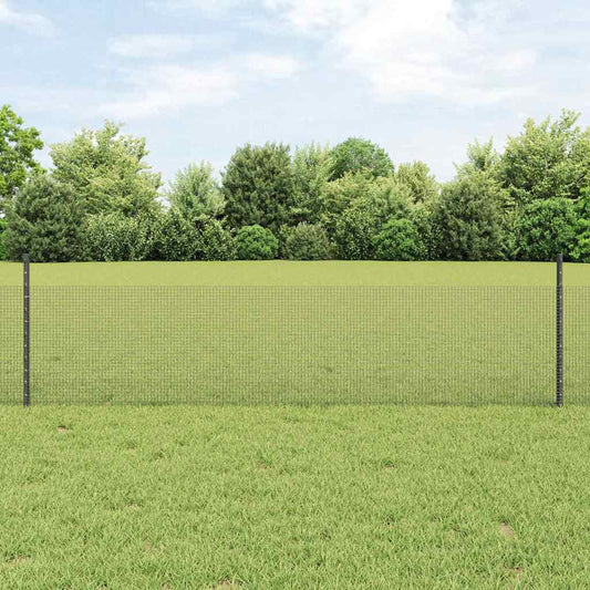 Fence with Posts Grey 0.5 x 50 m Steel