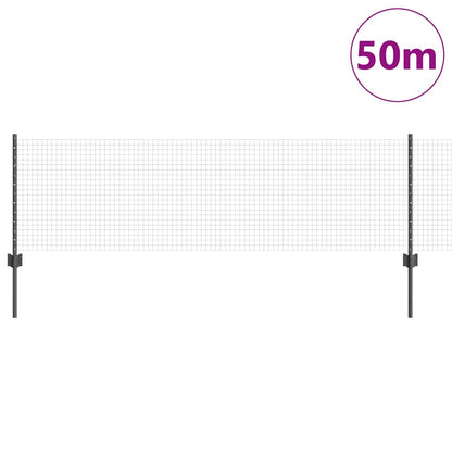 Fence with Posts Grey 0.6 x 50 m Steel