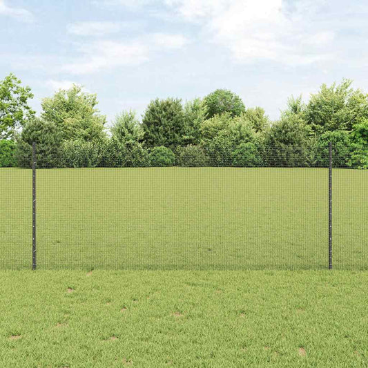Fence with Posts Grey 1 x 50 m Steel