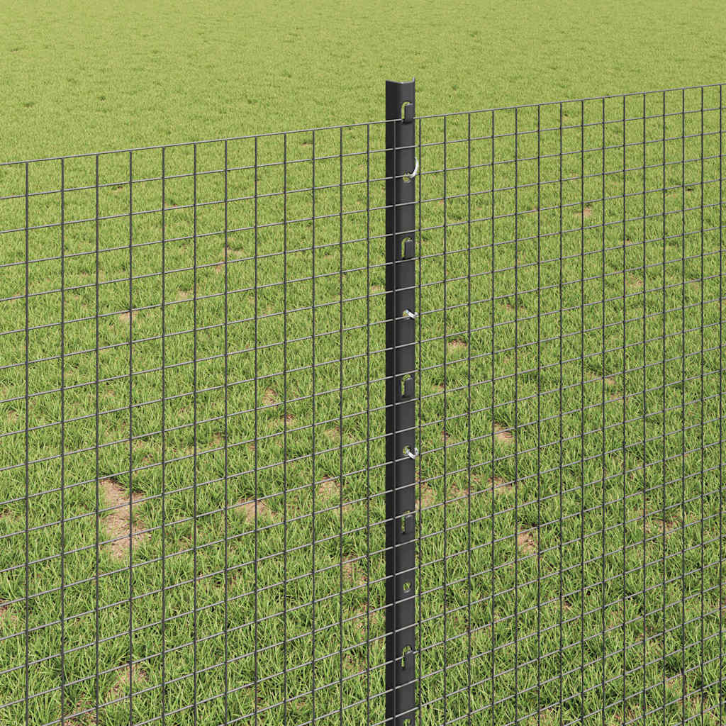 Fence with Posts Grey 1 x 50 m Steel