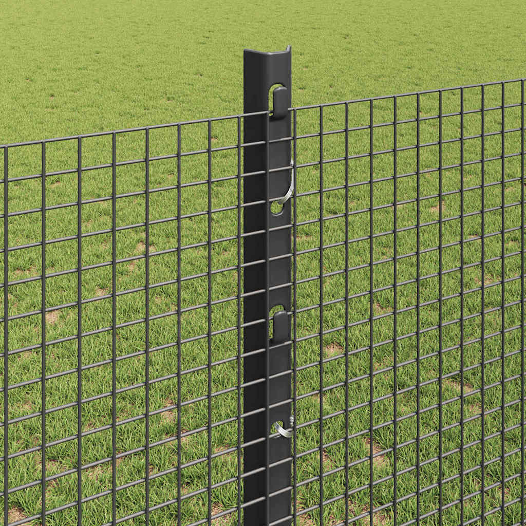 Fence with Posts Grey 1.2 x 50 m Steel