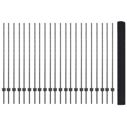 Fence with Posts Grey 1.4 x 50 m Steel