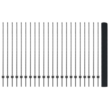 Fence with Posts Grey 1.5 x 50 m Steel