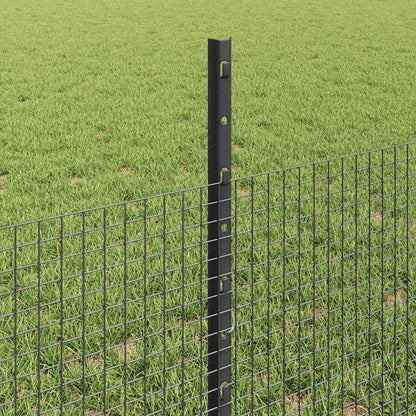 Fence with Posts Grey 0.5 x 100 m Steel