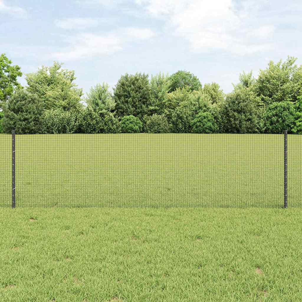 Fence with Posts Grey 0.6 x 100 m Steel