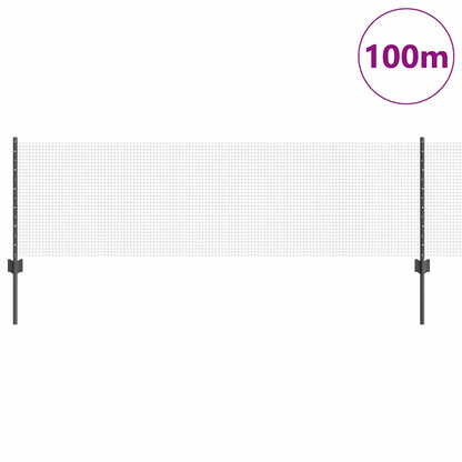 Fence with Posts Grey 0.6 x 100 m Steel