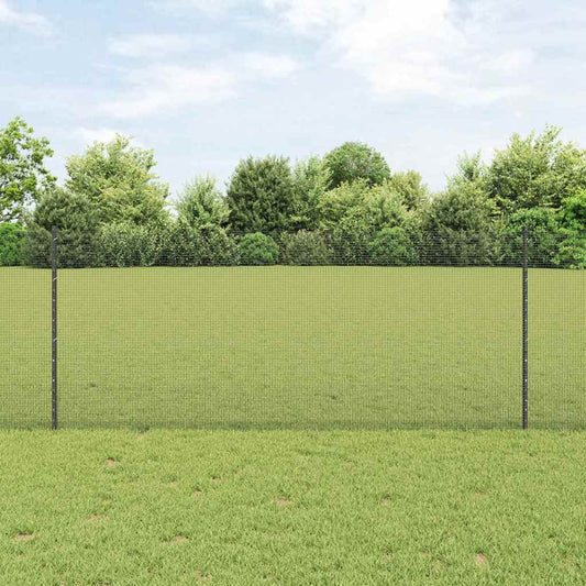 Fence with Posts Grey 1 x 100 m Steel