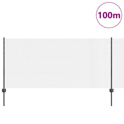 Fence with Posts Grey 1 x 100 m Steel