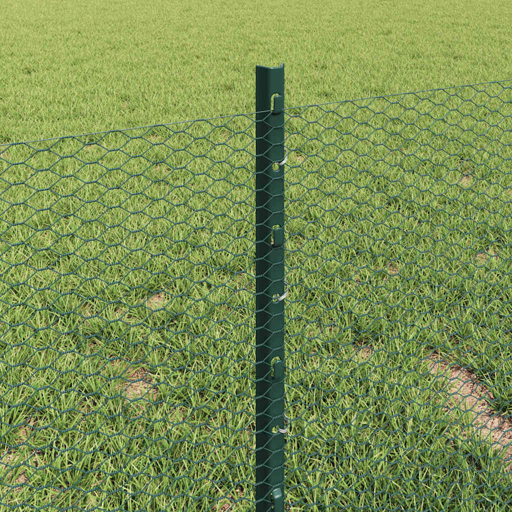Fence with Posts Green 0.4 x 10 m Steel