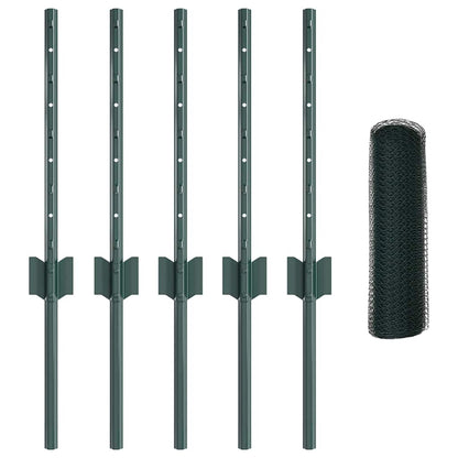 Fence with Posts Green 0.4 x 10 m Steel