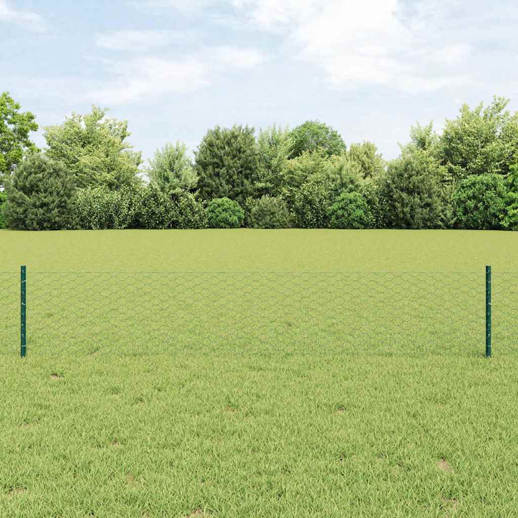 Fence with Posts Green 0.4 x 10 m Steel