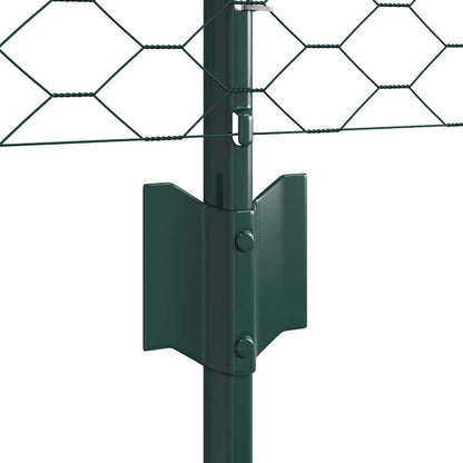 Fence with Posts Green 0.4 x 10 m Steel