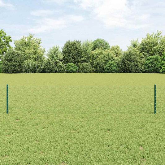 Fence with Posts Green 0.4 x 10 m Steel