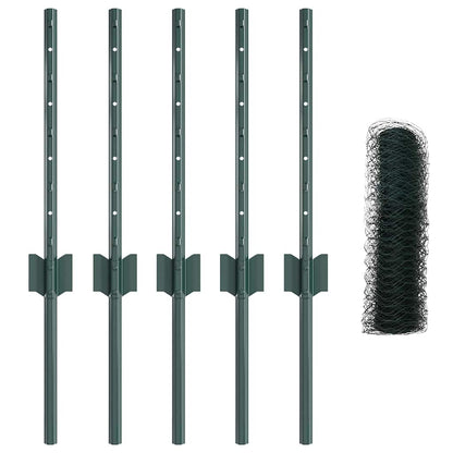 Fence with Posts Green 0.4 x 10 m Steel