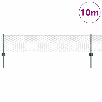 Fence with Posts Green 0.4 x 10 m Steel