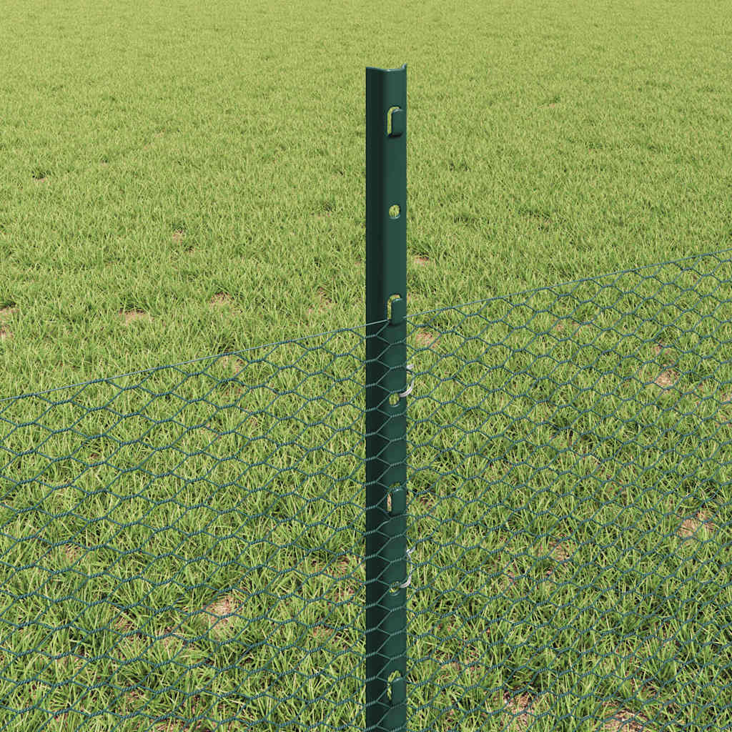 Fence with Posts Green 0.5 x 10 m Steel