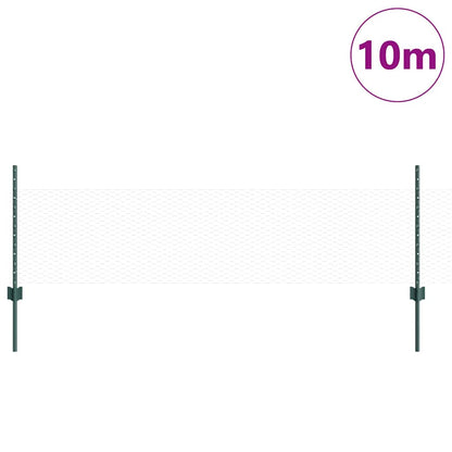 Fence with Posts Green 0.5 x 10 m Steel