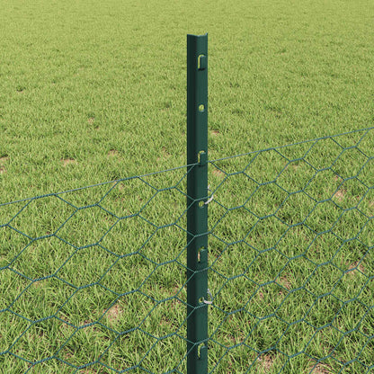 Fence with Posts Green 0.5 x 10 m Steel