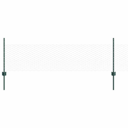 Fence with Posts Green 0.5 x 10 m Steel