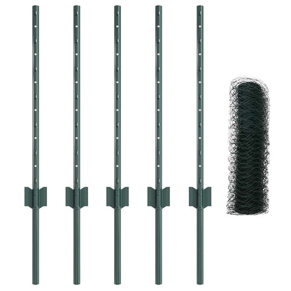 Fence with Posts Green 0.5 x 10 m Steel