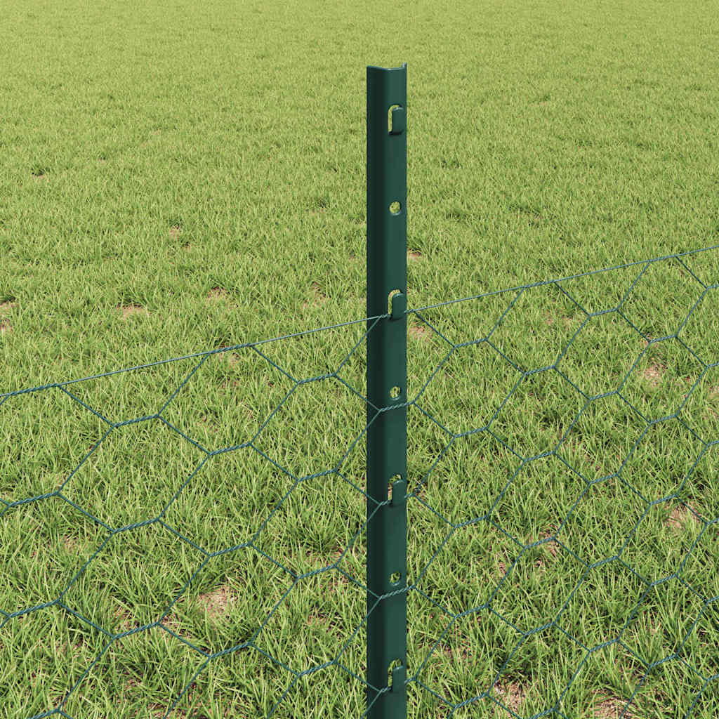 Fence with Posts Green 0.5 x 10 m Steel