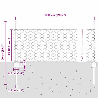 Fence with Posts Green 0.5 x 10 m Steel
