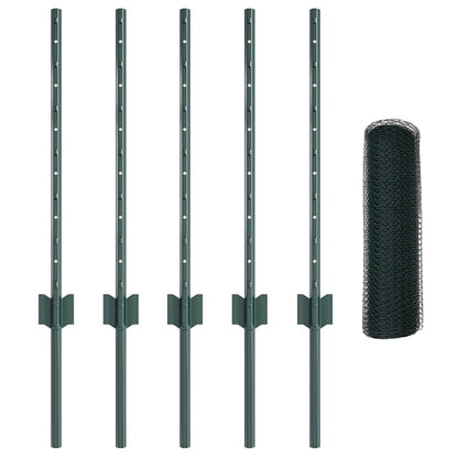 Fence with Posts Green 0.6 x 10 m Steel
