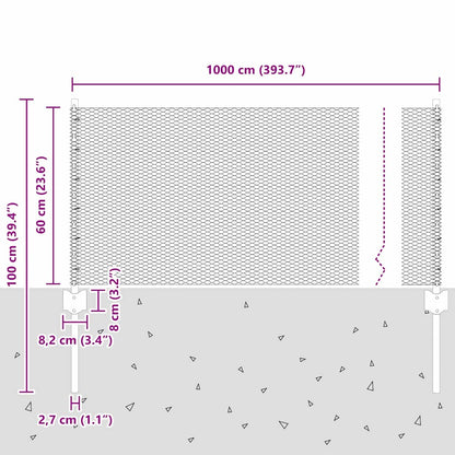 Fence with Posts Green 0.6 x 10 m Steel