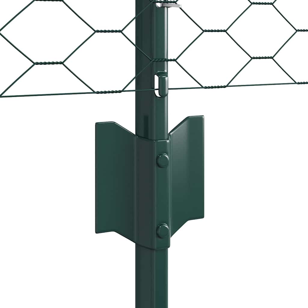 Fence with Posts Green 0.6 x 10 m Steel