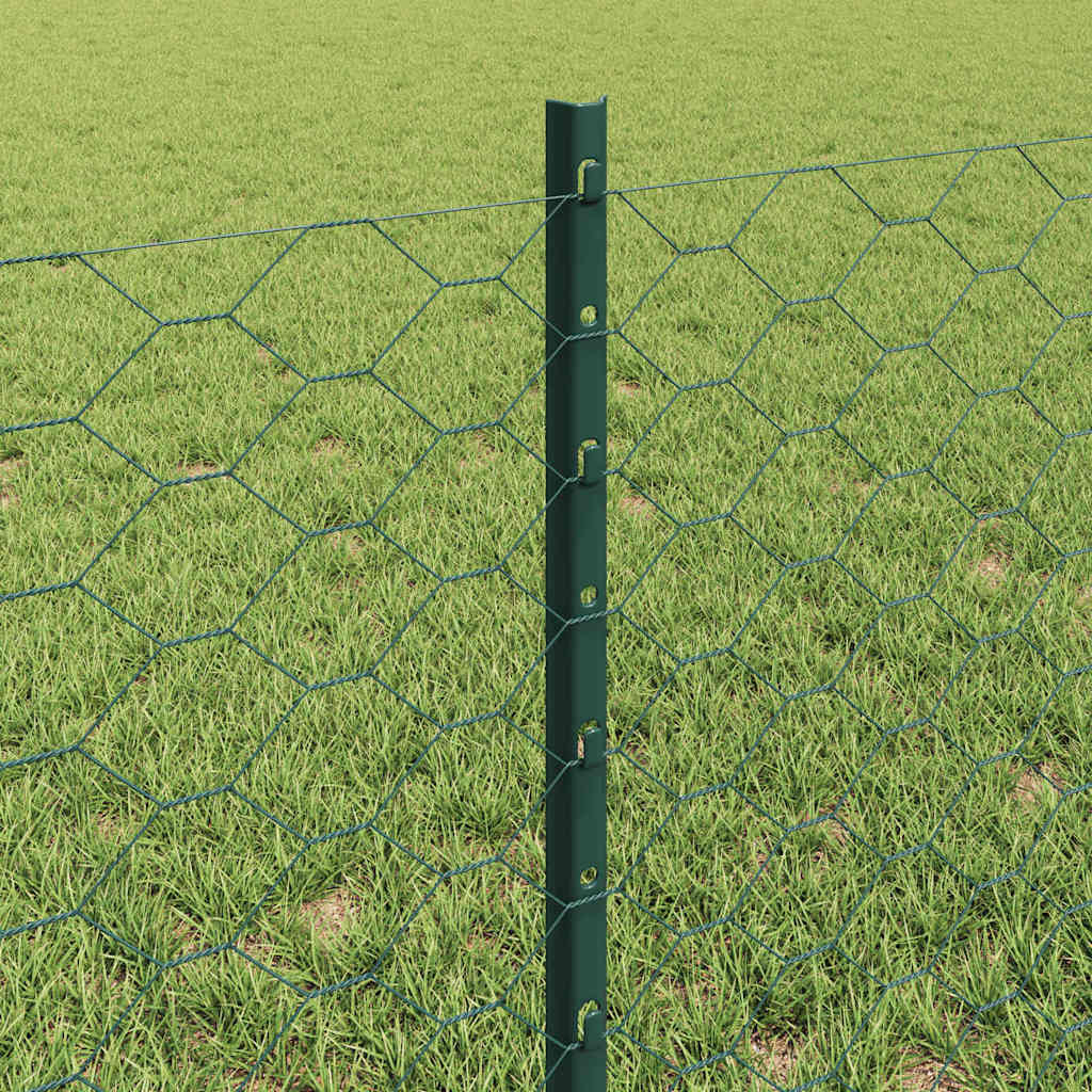 Fence with Posts Green 0.6 x 10 m Steel