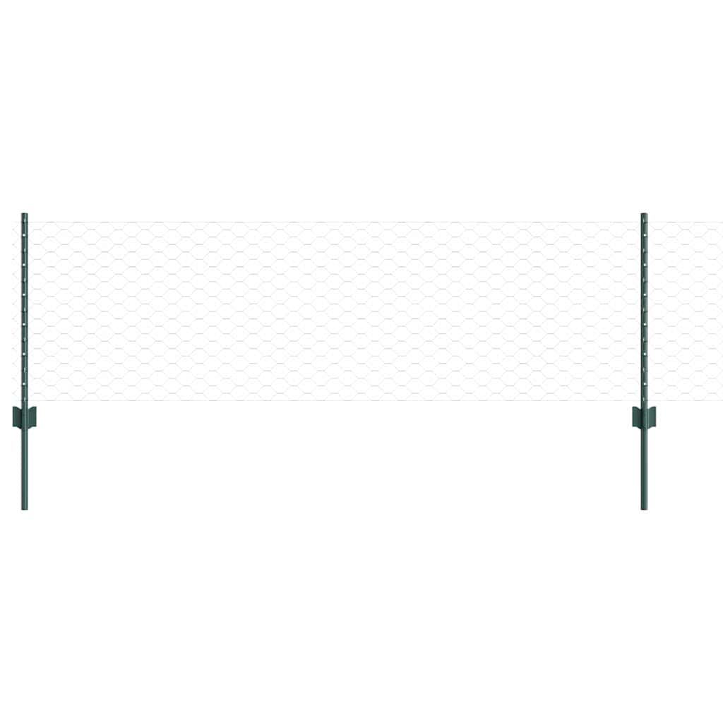 Fence with Posts Green 0.6 x 10 m Steel