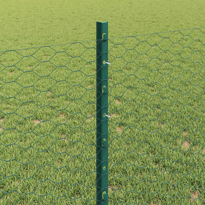 Fence with Posts Green 0.8 x 10 m Steel
