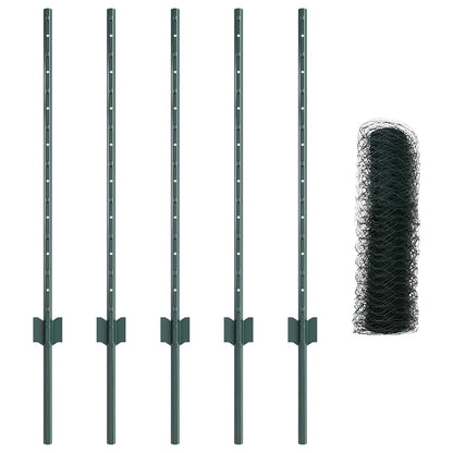 Fence with Posts Green 0.8 x 10 m Steel