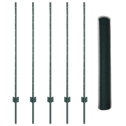 Fence with Posts Green 1.2 x 10 m Steel
